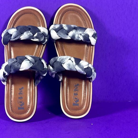 Korks Blue Tie Dye Pilar Braided Double Strap Slip On Sandals Women's Size 8-NEW - Picture 5 of 6